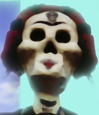 Digital work, by William Marquez Bejarano titled Calavera Frida, digital print, 2024.